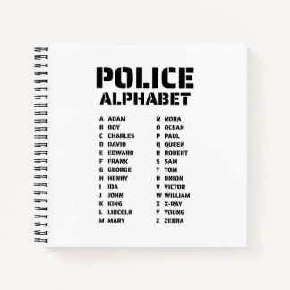 Cuaderno de alfabeto fonético policial