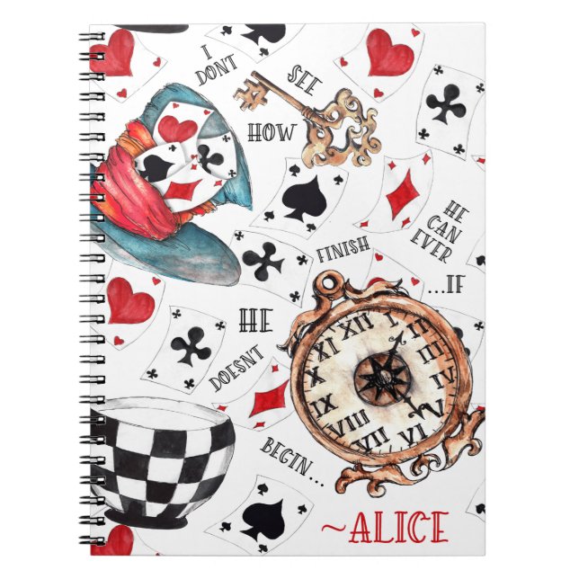Cuaderno de Alice in Wonderland con cita (Frente)