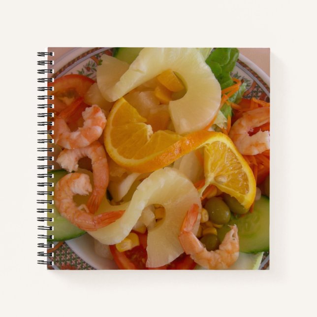 Cuaderno de alimentos para ensaladas de camarones (Anverso)