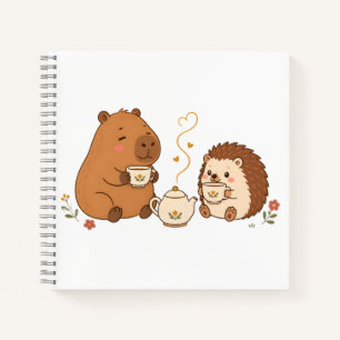 Cuaderno de amigos en el té de capibara erizo lind