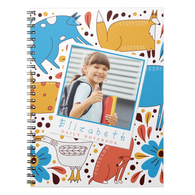Cuaderno de Animales con Nombre y Foto de Niño Per (Frente)