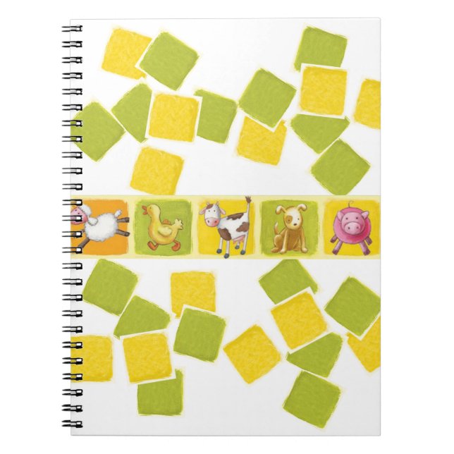 Cuaderno de animales de granja verdes y amarillos (Frente)