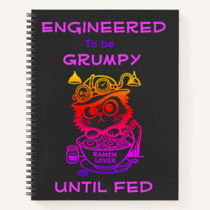 Cuaderno de anime divertido de gato Ramen Steampun