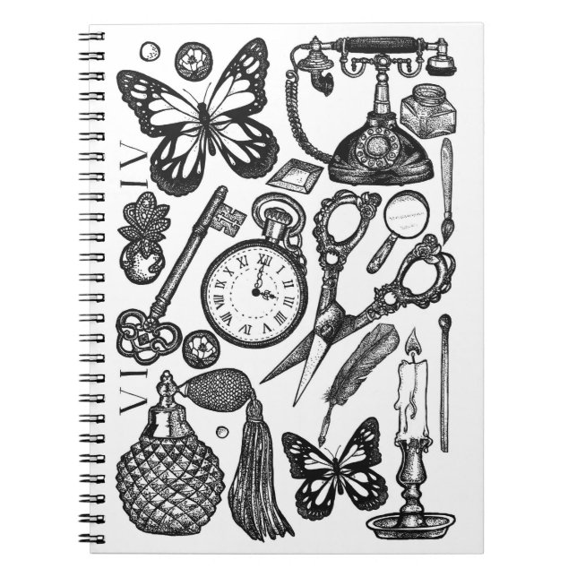 Cuaderno de Antigüedades de Tinta Vintage (Frente)