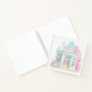 cuaderno de apuntes de tienda de dulces de acuarel