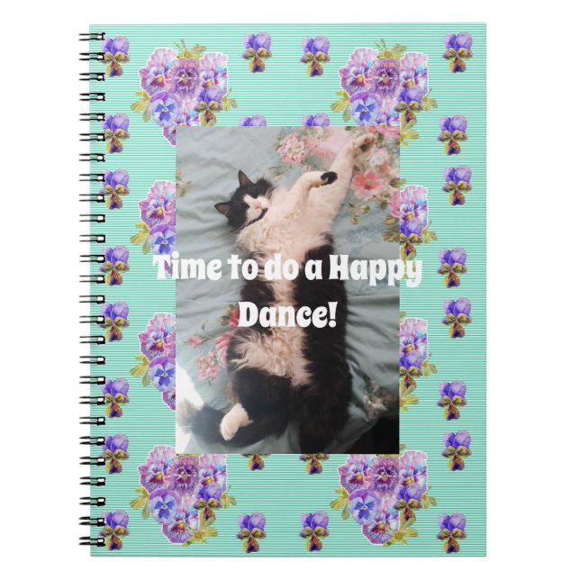 Cuaderno de Aqua Floral Cálido de Gato Tuxedo (Frente)