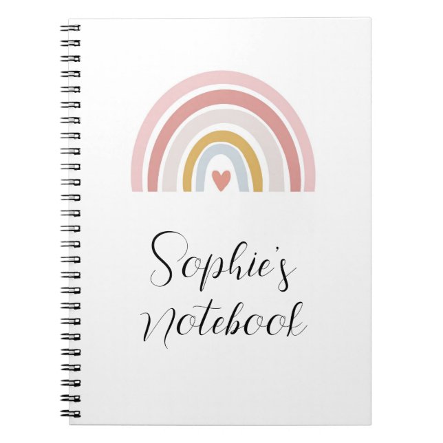Cuaderno de Arcoíris Rosa – Nombre Personalizado R (Frente)