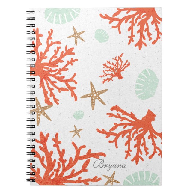 Cuaderno de arrecife de coral de playa con concha  (Frente)