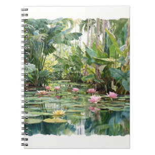 Cuaderno de arte botánico Lush Tropical Lily Pond