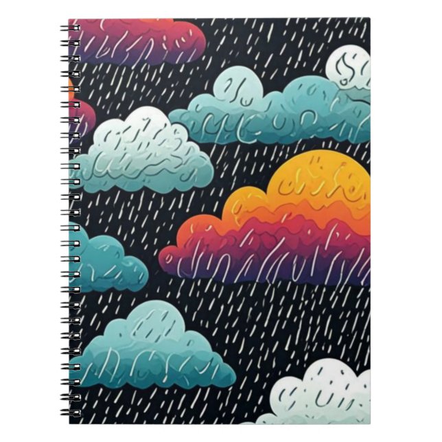 Cuaderno de arte con patrón de nube de lluvia colo (Frente)