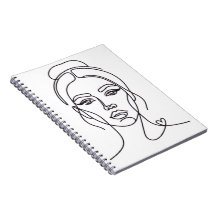 Cuaderno de arte de línea de rostro de mujer abstr