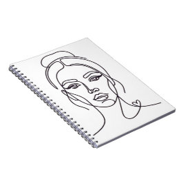 Cuaderno de arte de línea de rostro de mujer abstr
