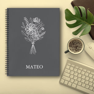 Cuaderno de arte de línea floral minimalista