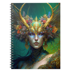 Cuaderno de arte de mujer elfo con fantasía