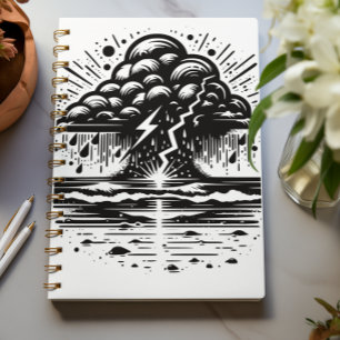 Cuaderno de arte de nube de tormenta y relámpago