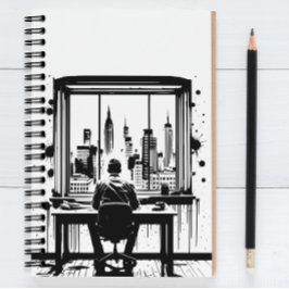 Cuaderno de arte de paisaje urbano de texto person