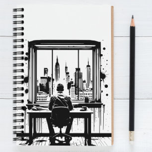 Cuaderno de arte de paisaje urbano de texto person