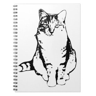 Cuaderno de arte de tinta de gato sereno de cara f