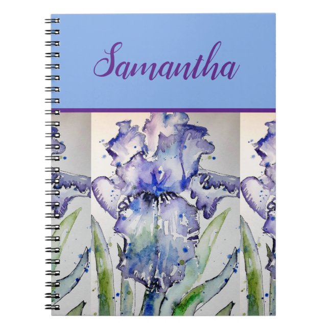 Cuaderno de arte floral de acuarela Blue Iris (Frente)