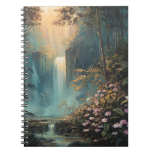 Cuaderno de arte floral de cascada de bosque de lu