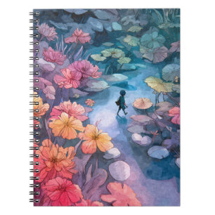 Cuaderno de Arte Floral Fantasía Azul Rojo Soñador