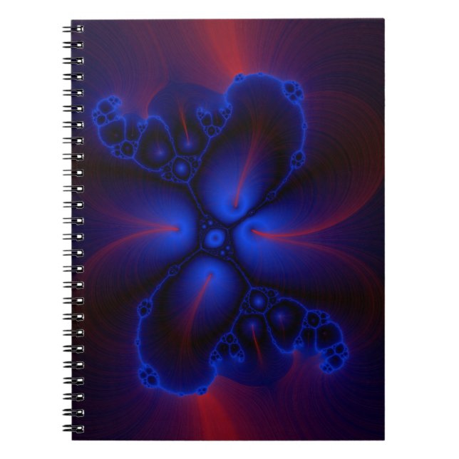 cuaderno de arte fractal rojo y azul (Frente)