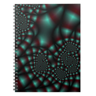 Cuaderno de arte fractal rojo y Verde azulado