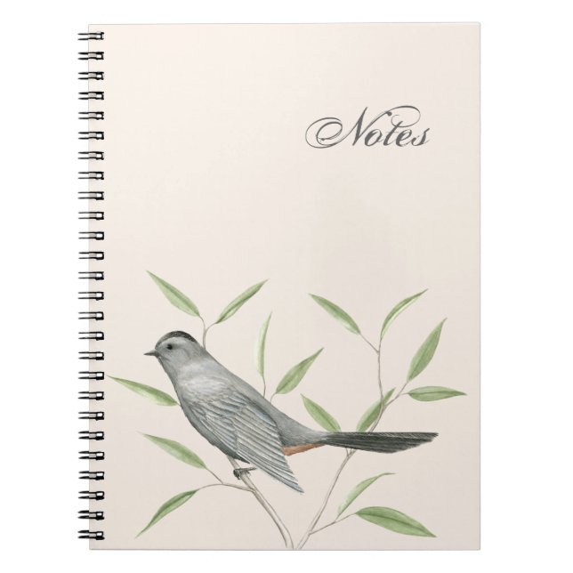Cuaderno de arte Gray Catbird Personalizable Bird (Frente)