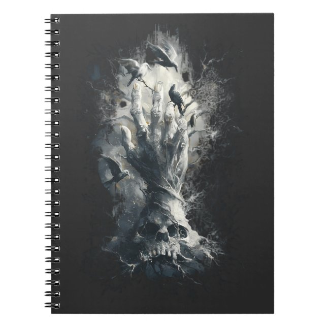 Cuaderno de arte oscuro gótico de cuervo y mano de (Frente)