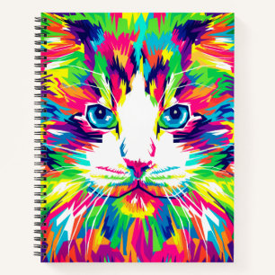 Cuaderno de arte pop de gato rebelde arcoíris