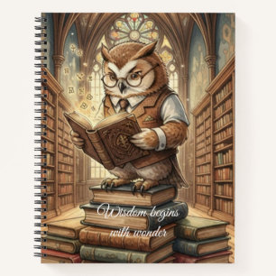 Cuaderno de arte vintage de búho sabio bibliotecar