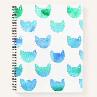 Cuaderno de artista de gato al agua azul verde