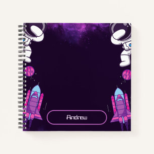 Cuaderno de astronauta en el espacio exterior