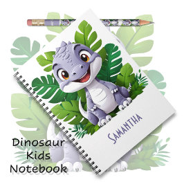 Cuaderno de aventuras de dinosaurio púrpura para n
