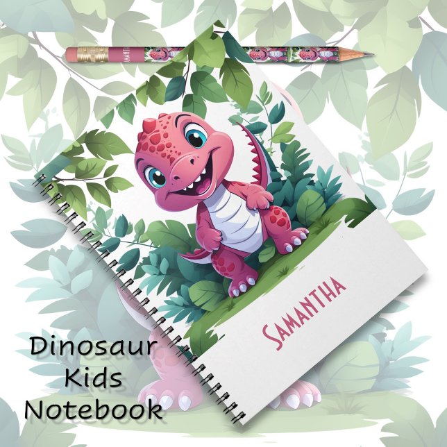 Cuaderno de aventuras de dinosaurio rosa para niño (Subido por el creador)