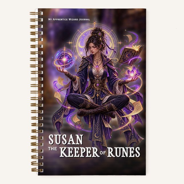 Cuaderno de aventuras de runas de mago de fantasía (Anverso)