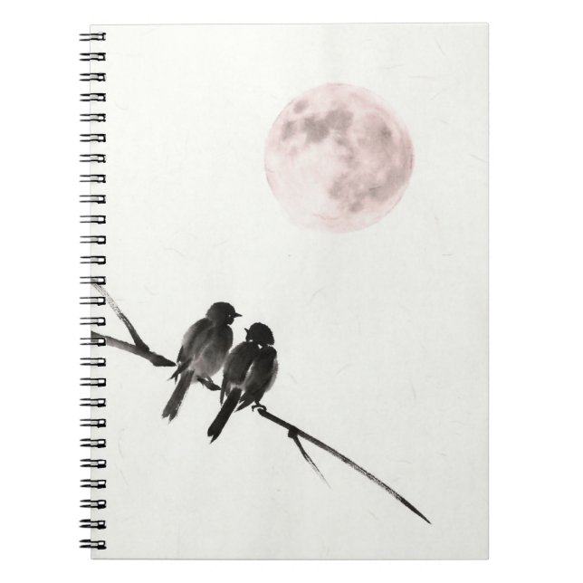 Cuaderno de Aves Bajo Luna Rosada (Frente)