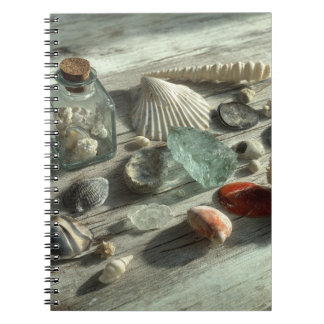 Cuaderno de azotes y vidrio marino