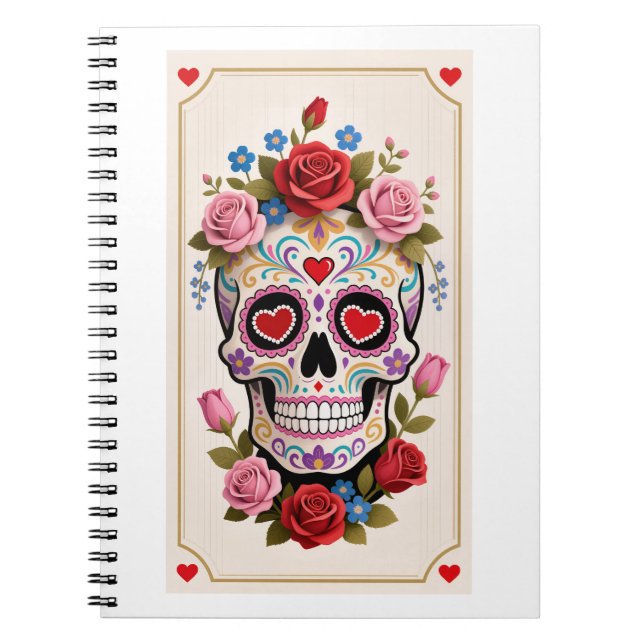 Cuaderno de azúcar calavera del día de San Valentí (Frente)