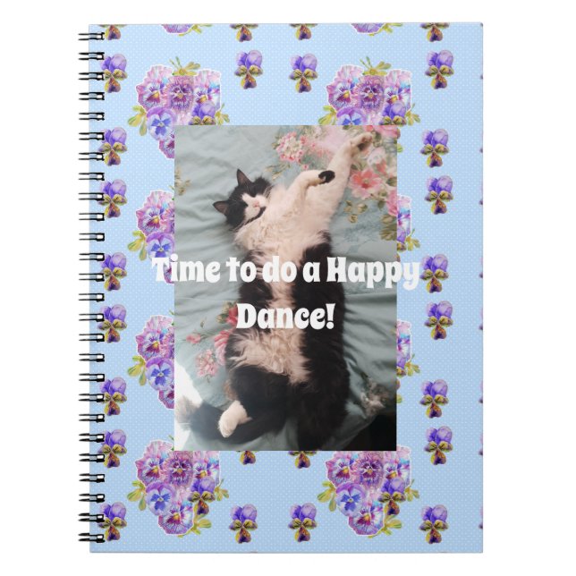 Cuaderno de baile feliz floral divertido gato esmo (Frente)