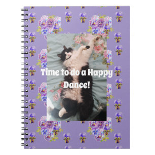 Cuaderno de baile feliz floral divertido gato esmo