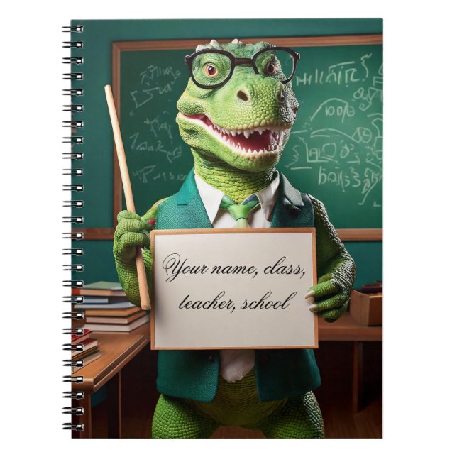Cuaderno de bebé - Pon tu nombre - Dinosaurio maes (Frente)