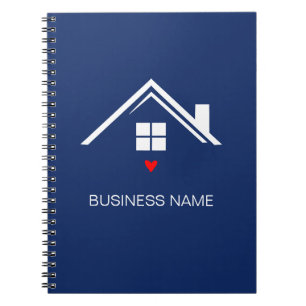 Cuaderno de bienes raíces azul marino ejecutivo