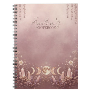 Cuaderno de bitácora de fase lunar celeste rosa so