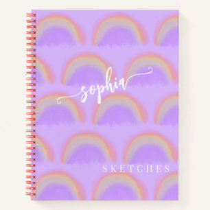 Cuaderno de bocetos con patrón de arcoíris persona