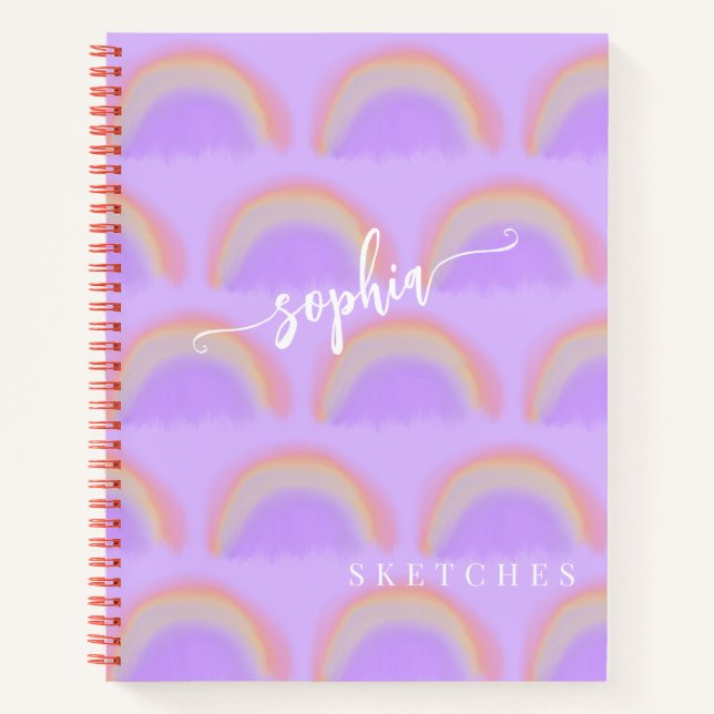 Cuaderno de bocetos con patrón de arcoíris persona (Anverso)