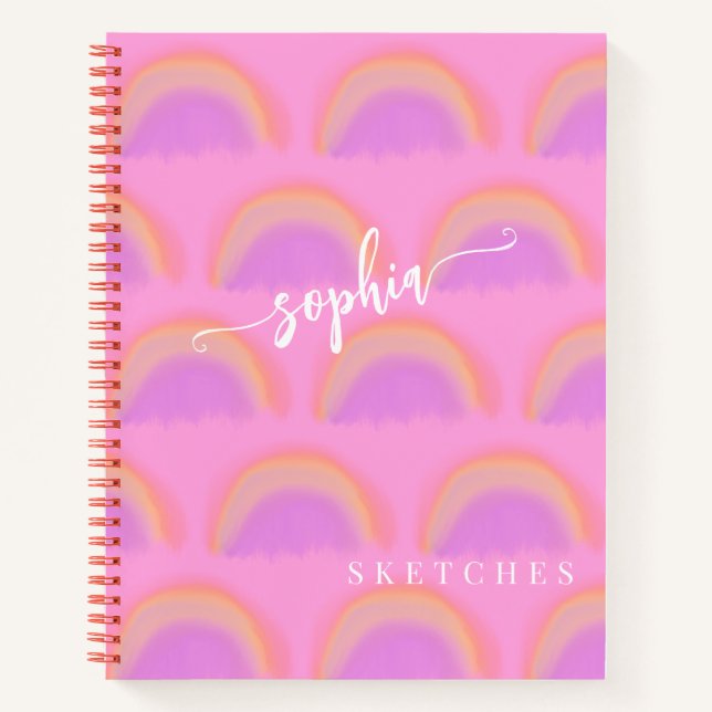 Cuaderno de bocetos con patrón de arcoíris persona (Anverso)