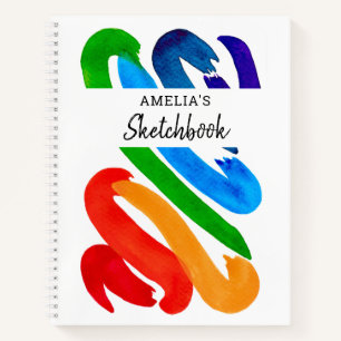 Cuaderno de bocetos con patrón de arcoíris persona