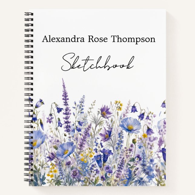 Cuaderno de bocetos de acuarela de flores silvestr (Anverso)
