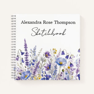 Cuaderno de bocetos de acuarela de flores silvestr